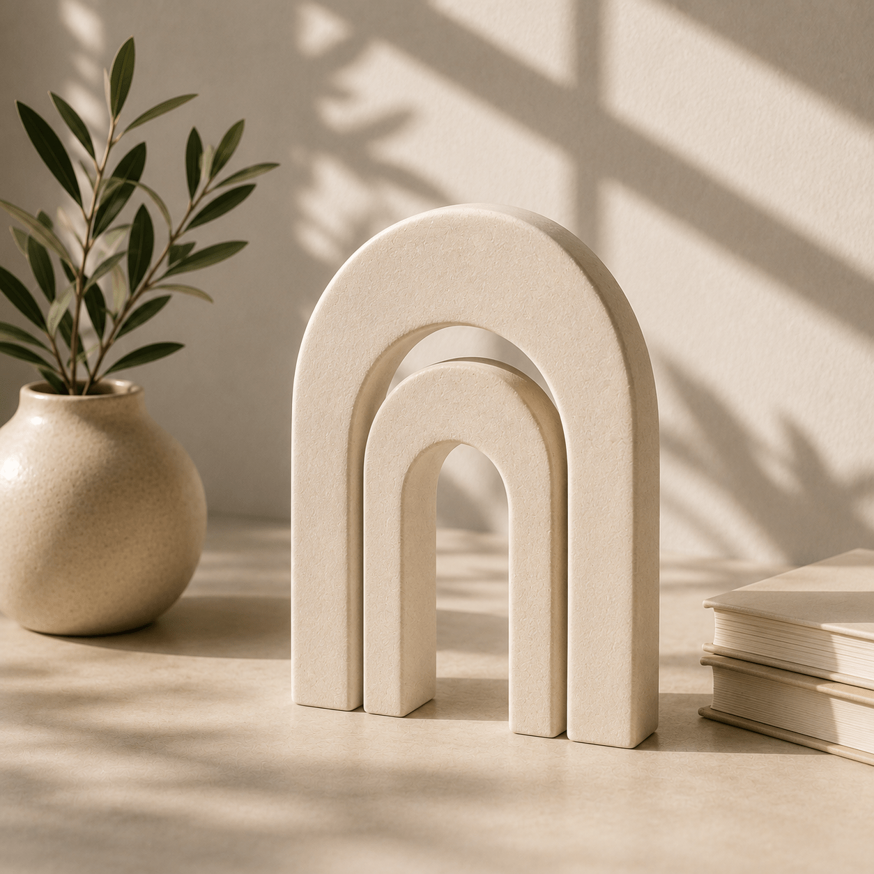 Layered sculptural arches representing a consistent and recognizable brand identity